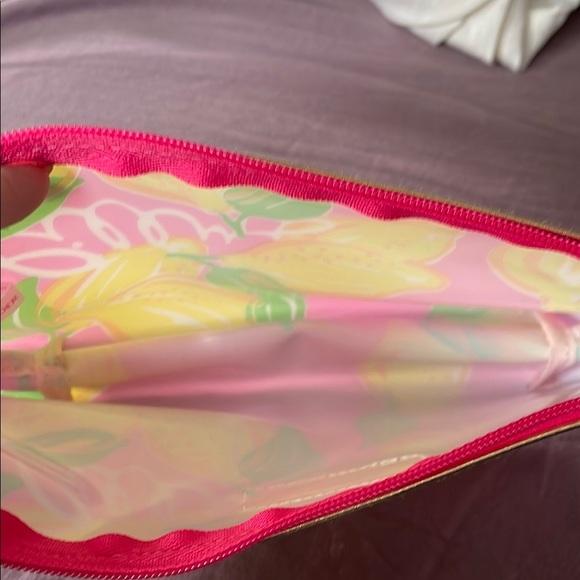 Lilly Pulitzer Pink and Yellow Lemon Cosmetic Pouch New - Picture 2 of 2